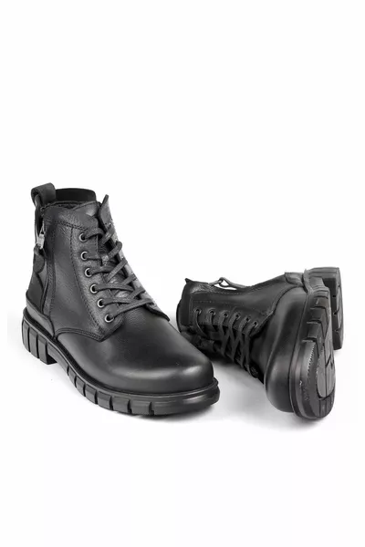 Kmc  Genuine Leather Men's Postal Boots Black
