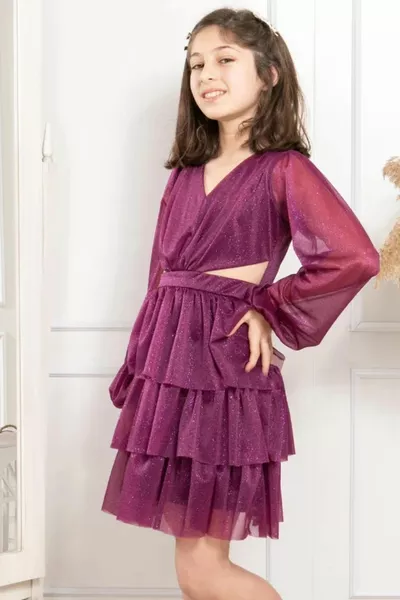 تكدرت بريق تول فساتين سهرة الأطفال 