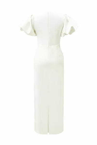 Вечернее платье миди с рукавами и круглым вырезом