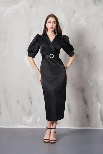 LOREN فستان قلم رصاص مزدوج الصدر