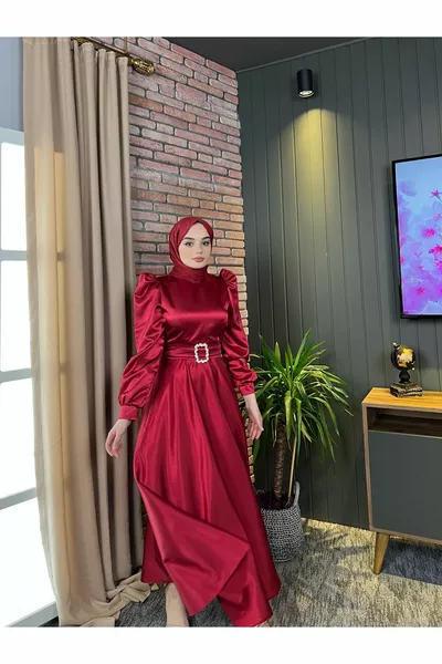 Hijab Abendkleid Burgund