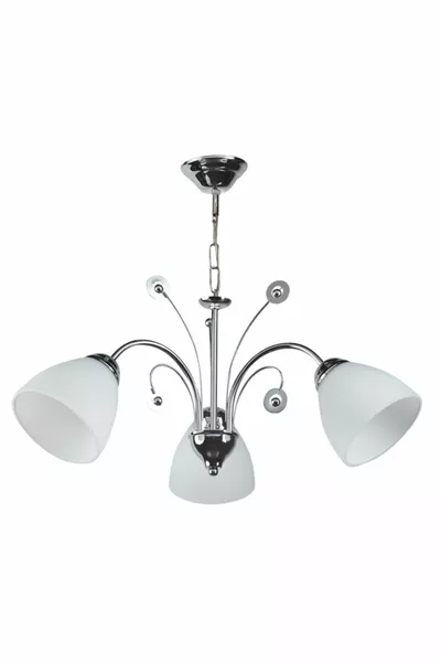 Modern Gray Painted Triple Chandelier with White Glass