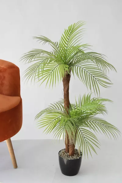 Изкуствено малко палмово дърво с 2 стъбла Лист cm