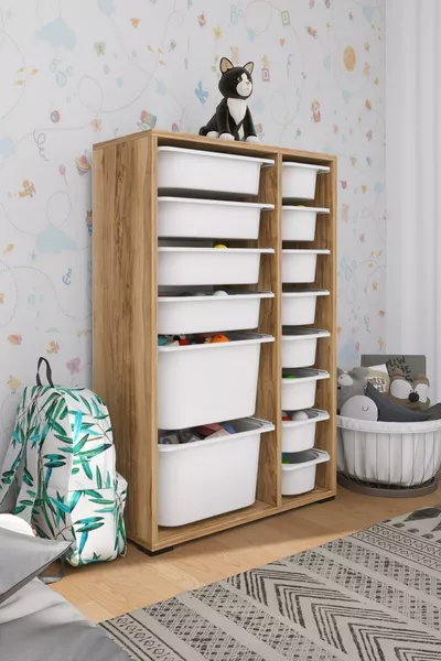 Rine Multipurpose Toy Cabinet with Basket Tropical Walnut U
