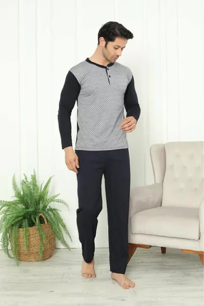 Cotton Combed Jacquard Longsleeve Men's Pajama Set