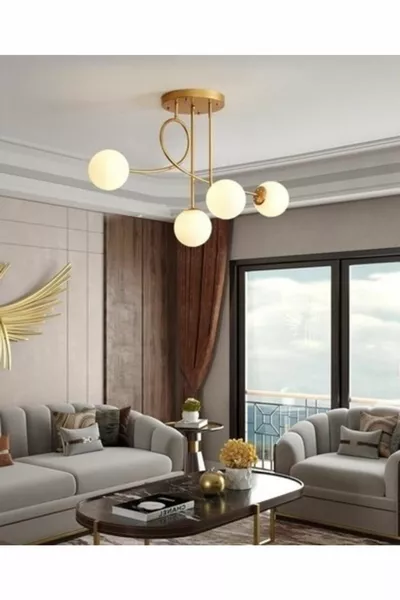 ثريا بير موديل مودرن سبور جولد بأربعة كرات بيضاء وزجاج