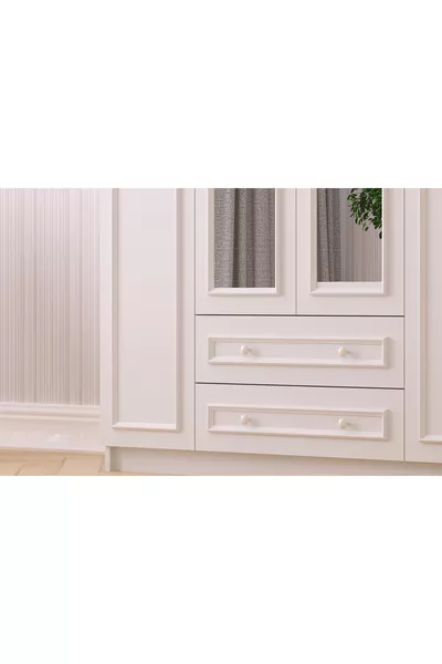 Lina Country 4 Kapak 2 Çekmeceli Aynalı Gardırop