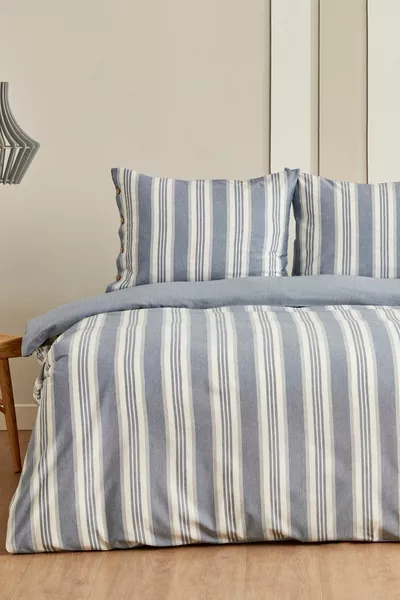 Rosery Tweepersoons Beddengoed Set Geverfd Met Koord Blauw