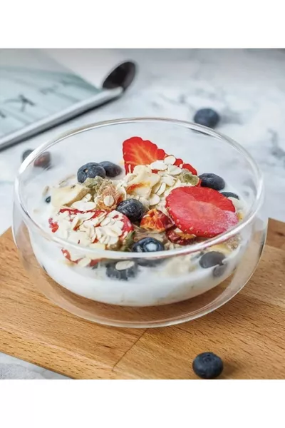 Cam Kase Borosilikat Cam Çift Cidarlı Çorba Tatlı Kasesi  ml Sunum Kasesi