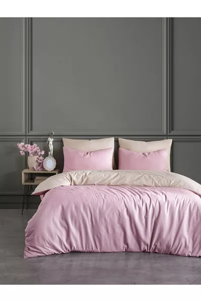 طقم لحاف مزدوج مع ملاءة مطاطية | بودرة بيج |