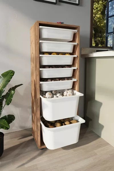 7-Basket Cabinet Multi-Purpose Cabinet Toy Cabinet Pera Pine