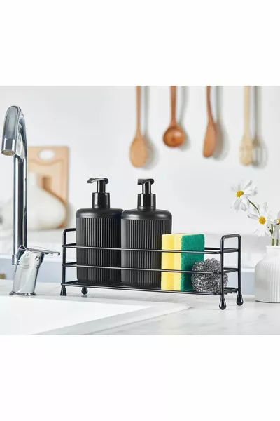 Aufsatz Bade- und Küchenorganizer, Seitlicher Waschbecken-Organizer Schwarz