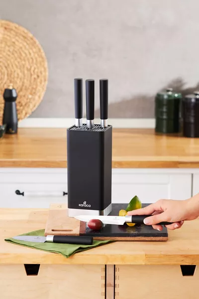 Skycut 6-Piece Knife Set with Stand, Black