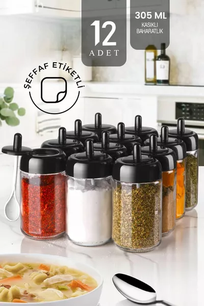 Maatdop met lepel en gelabelde kruidenpot set  ml Gelabelde glazen kruiden set