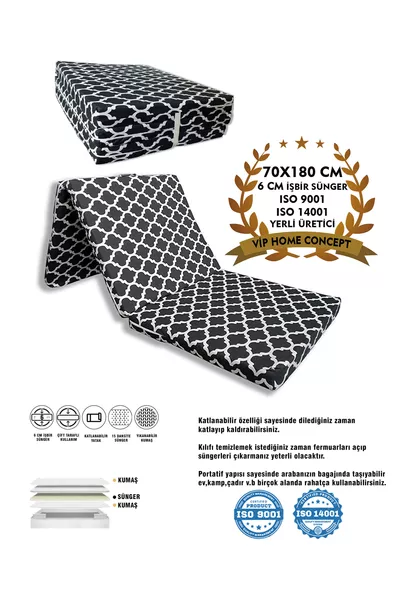 Folding Floor Bed and Single Foam Folding Mattress 6 Cm Large Karaçatı