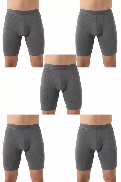 Men's Long-Legged Stretch Fabric 5-Pack Boxer Shorts
