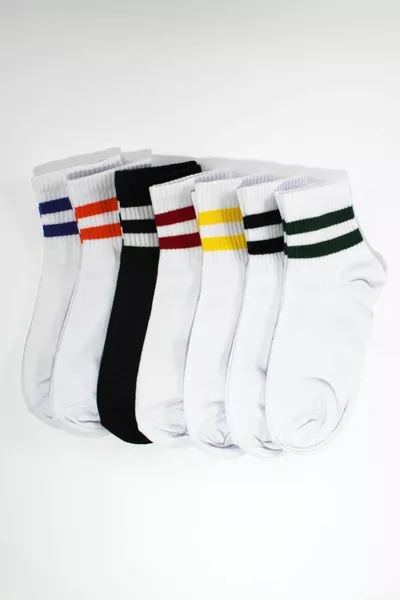 Multicolored 7-Pack Striped Cotton Ankle Socks for Men, Women, and Unisex
