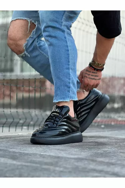 Feminine Touch  Scarpe casual da uomo in pelle verniciata antracite