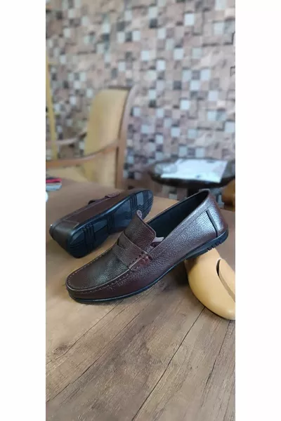 الرجال الصيف اليد السروج جلد طبيعي عارضة أحذية براون