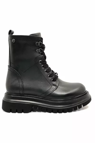 -Z Soloj Leather Long Postal Unisex Boots Black