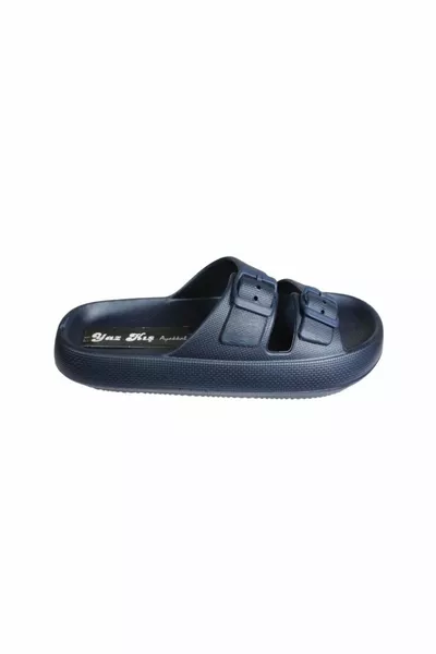 AKINBELLA الرجال الأسود الأزرق الداكن مزدوج الفرقة مشبك المطاط الوحيد البحرية بركة حديقة النعال