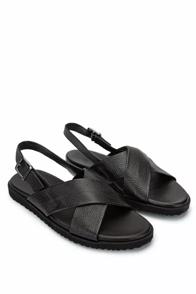 Braune Sandalen aus echtem Leder für Herren