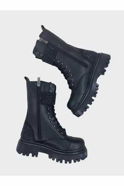 حذاء بنات من الأحجار الكريمة - أسود