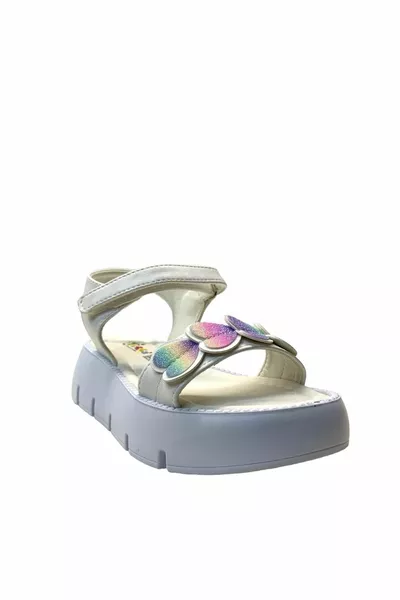  filles coeur blanc paillettes colorées sandales