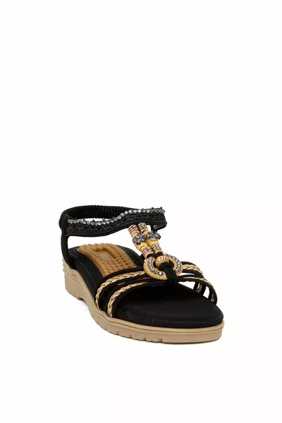 -4 صندل مسطح نسائي أسود