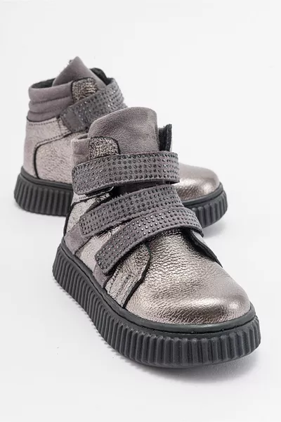 الفتيات الفضة جلد طبيعي التشريحية أحذية عارضة