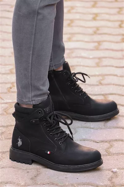 Zerva Hommes Bottes Bottes Chaussures Noir 