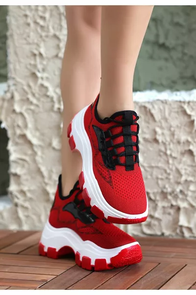 Laurel Red Strick-Sneakers zum Schnüren