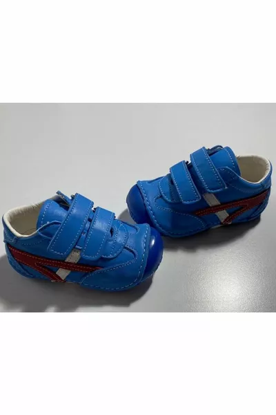 Minisbabykids Genuine Leather Orthopedic First Step Baby Shoes Blue