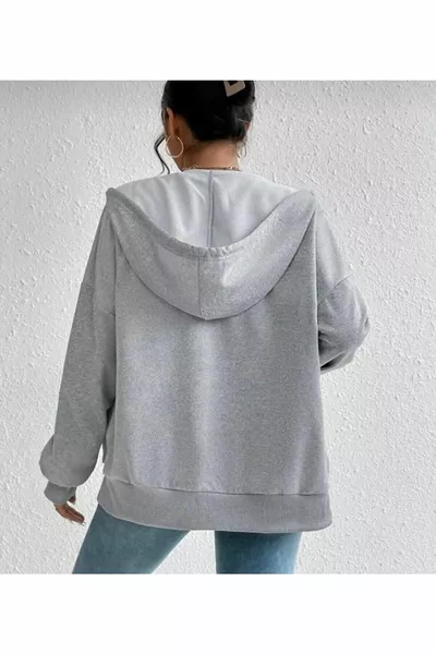 كارديغان رمادي مقاس كبير للجنسين بسحّاب