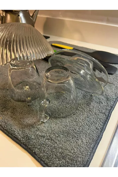 Микрофибърна постелка за изсушаване на съдове * см Кърпа за сушене Супер абсорбираща за плот