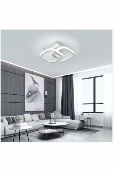 ثريا LED حديثة بإطار أبيض وإضاءة بيضاء لغرفة المعيشة، المدخل، غرفة النوم، وغرفة الأطفال