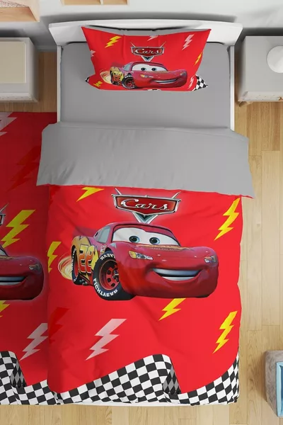 Racer Red McQueen Pattern Single Bed Baby Kid Duvet Cover Set