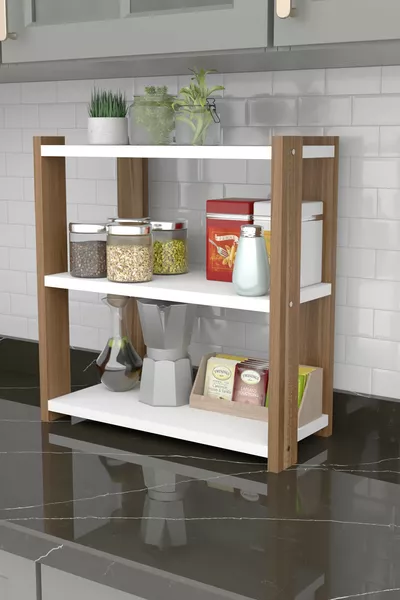 رف بهارات متعدد الاستخدامات ثلاث طبقات للمنضدة