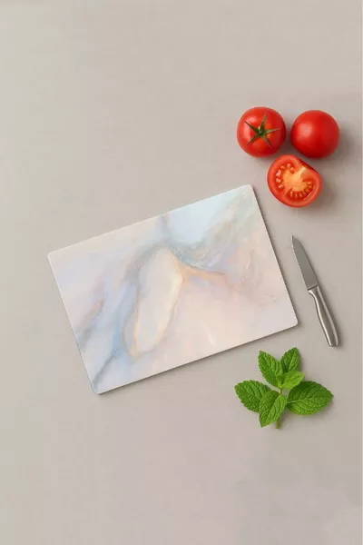 2'li Temperli Cam Kesme Tahtası  &  cm | Desenli Antibakteriyel Mutfak Doğrama Camı