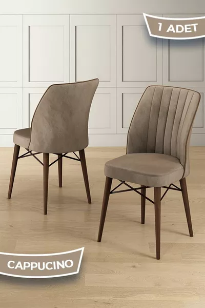 Nuna Series 1 Piece Cappuccino Kitchen Chair Babyface Fabric Walnut Beech Legs Chair