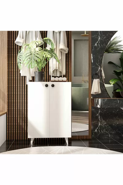 2-Door 3-Shelf Multi-Purpose Cabinet Shoe Rack Kitchen Bathroom Pantry Cabinet