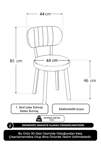 Azra Series Kitchen Chair, Dining, Garden, Cafe, Modern Chair 1 Piece - Black