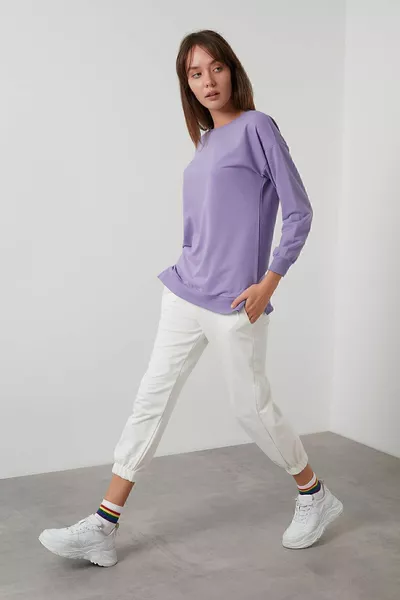 Памучен Суитшърт с обикновена кройка и кръгло деколте Basic Sweat Sweat 