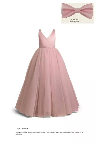 Robe de fête enveloppe personnalisée pour fille, couleur poudrée, robe d'anniversaire