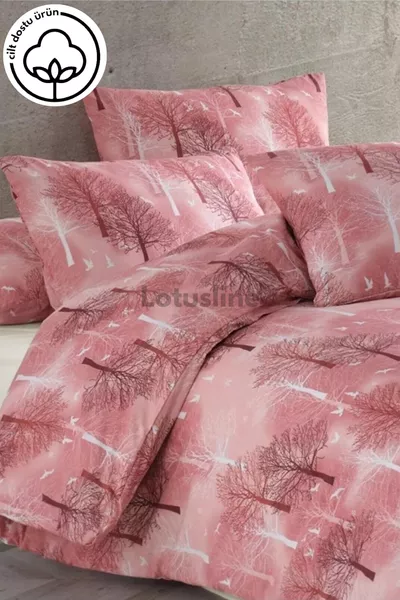 Home Бордо Комплект Луксозно Памучно Спално Бельо с Дизайн Дърво за Единично Легло - Комплект