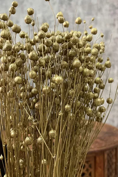 Златна ленена билка „Luna“ Аранжировка за декоративна ваза  г