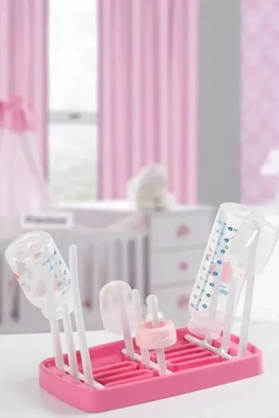 Pratik Biberon Kurutucu Katlanabilir Taşınabilir Çok Amaçlı Pembe