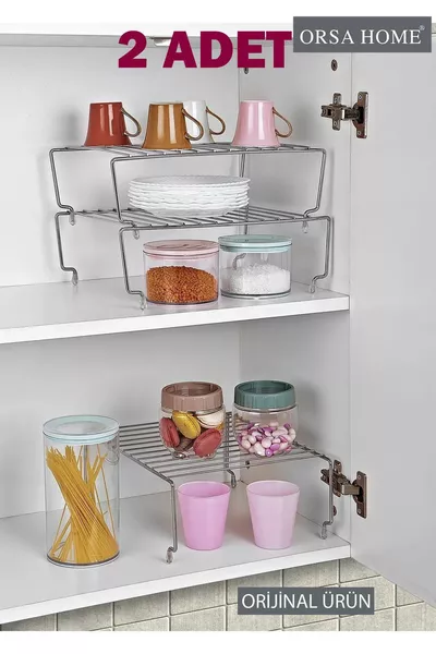 2 Pieces Chrome 1cm Cabinet Interior Shelf Organizer Rack