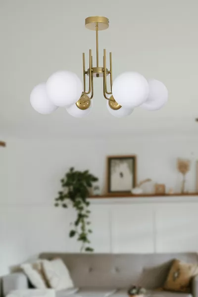Lampadario a sospensione in vetro con finitura vintage, 6 luci, per soggiorno moderno, sala da pranzo e cucina