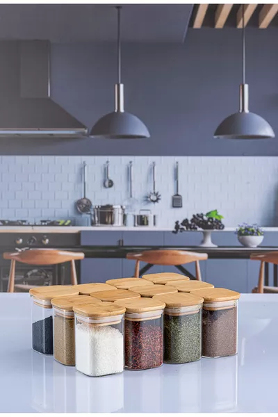 جرة زجاجية فاخرة بسعة ... مل مع غطاء من الخيزران